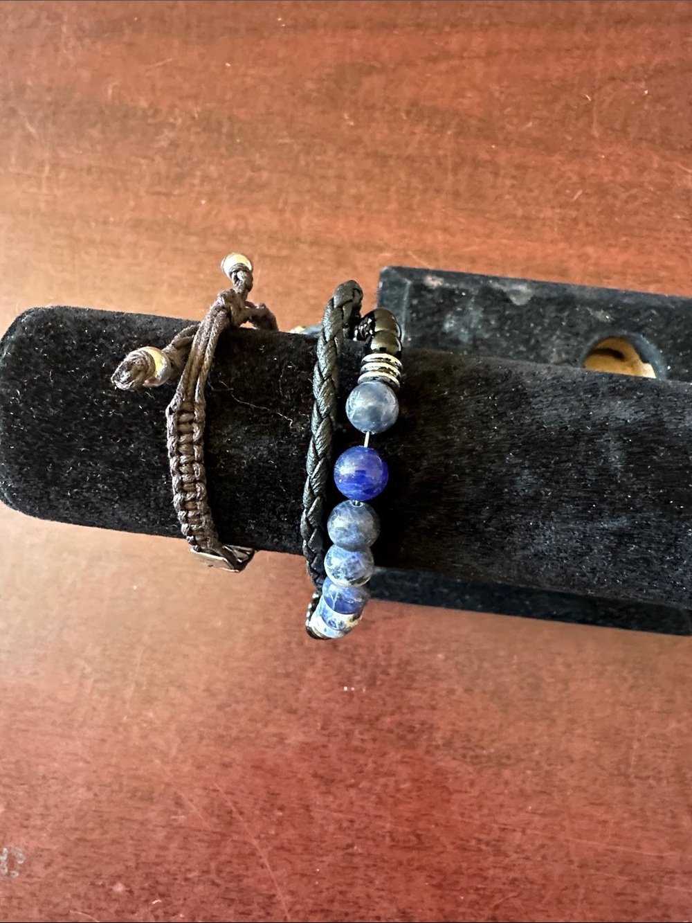 Guess by Marciano Blue Beaded and Brown Braided Bracelet Set
